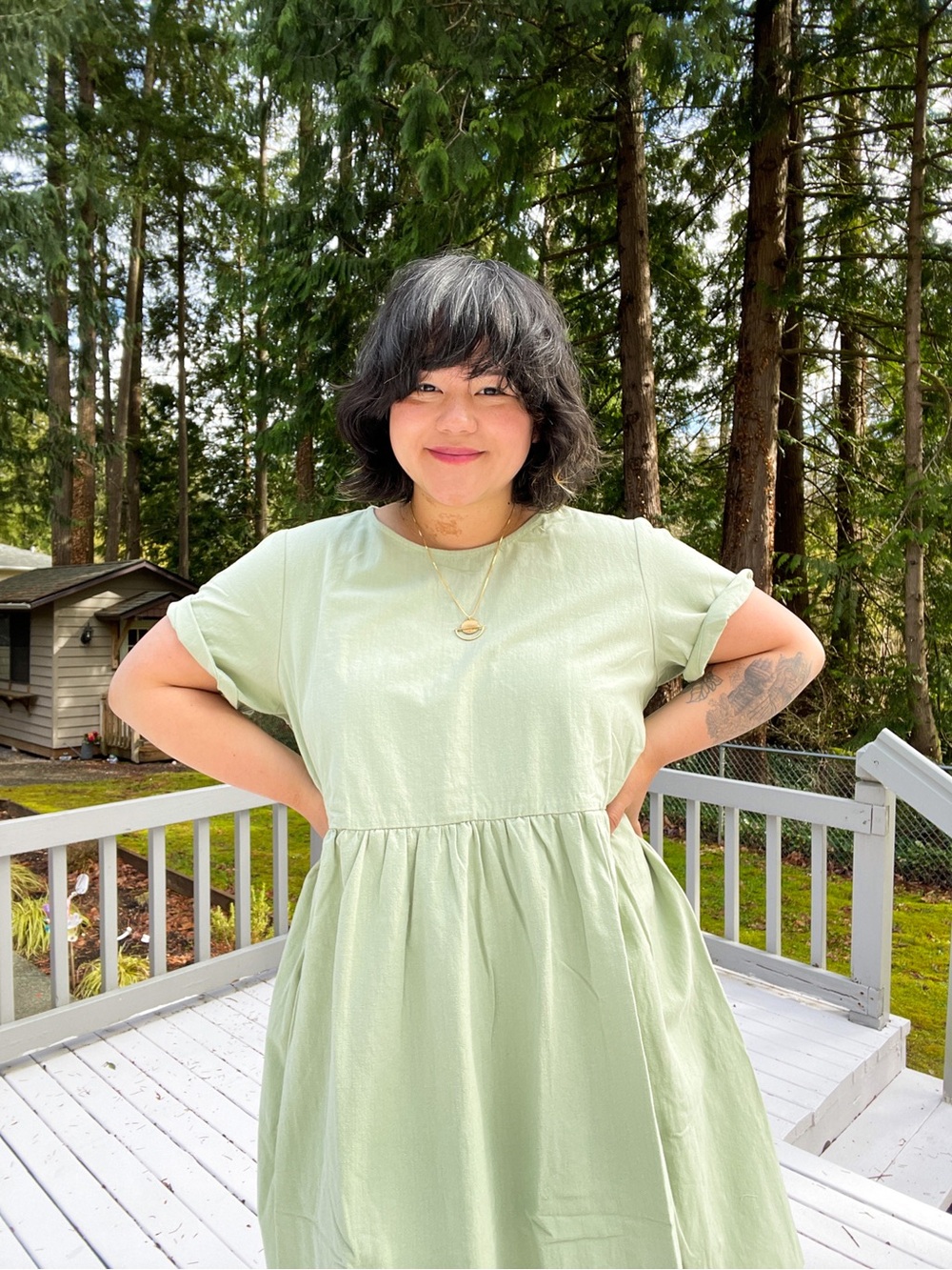 Tradlands Nico Dress 2.0 easy car cotton - sage